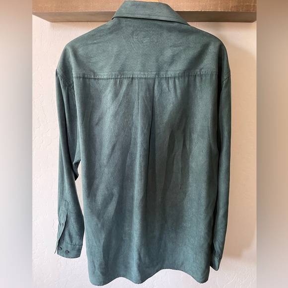 Oscar De La Renta| Teal Velvety Button Down Long Sleeve Blouse, Size Small••• - Picture 6 of 14